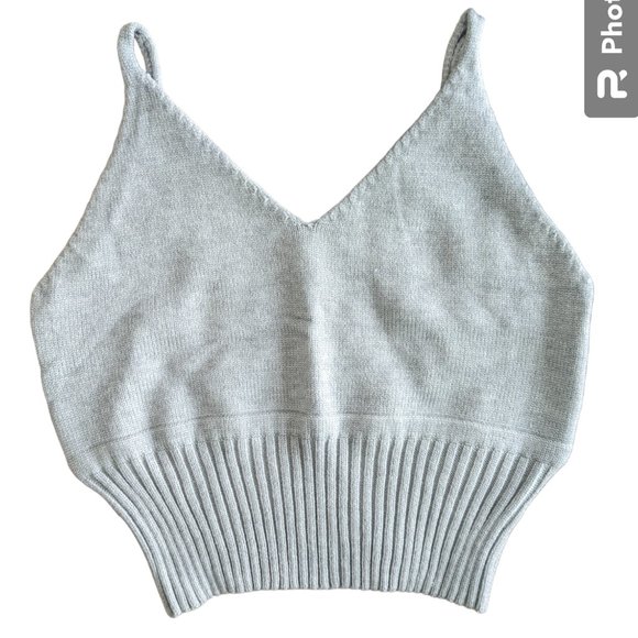 Women's NWT SHEIN ribbed knit solid cami crop top, grey, size M - Picture 1 of 4